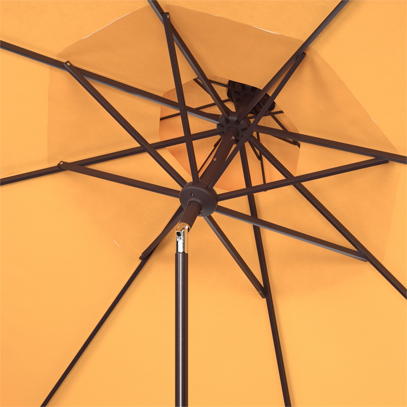Safavieh Milan Fringe 9Ft Double Top Metal and Fabric Crank Umbrella in Yellow
