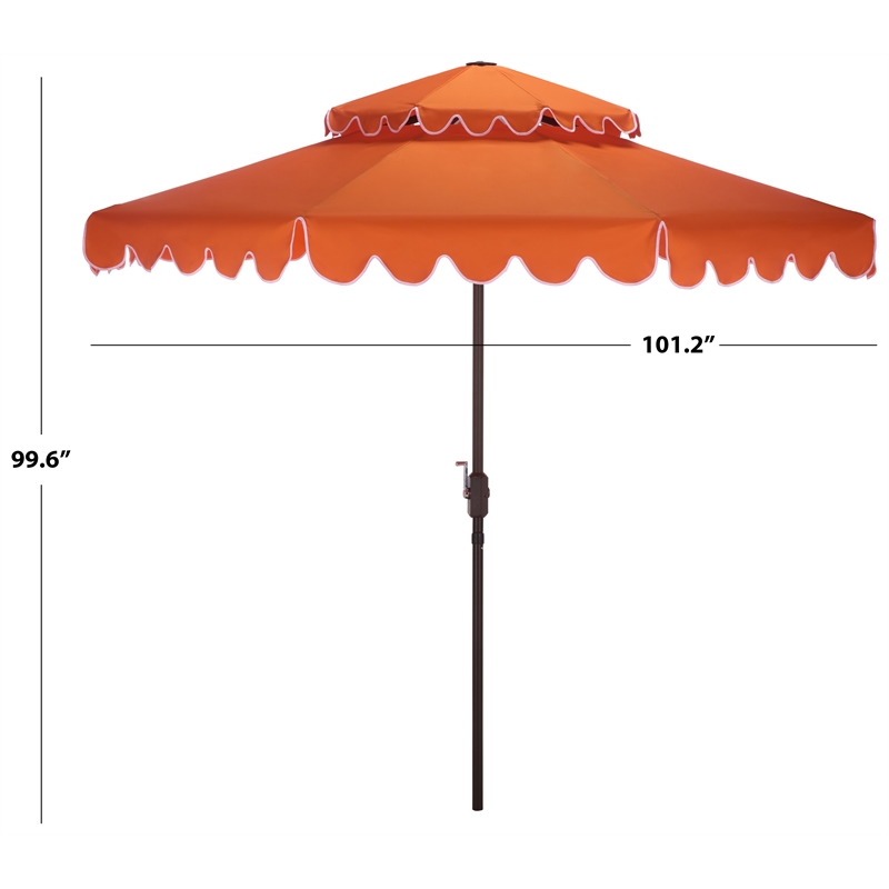 Safavieh Venice 9Ft Double Top Aluminum Crank Umbrella in Orange / White