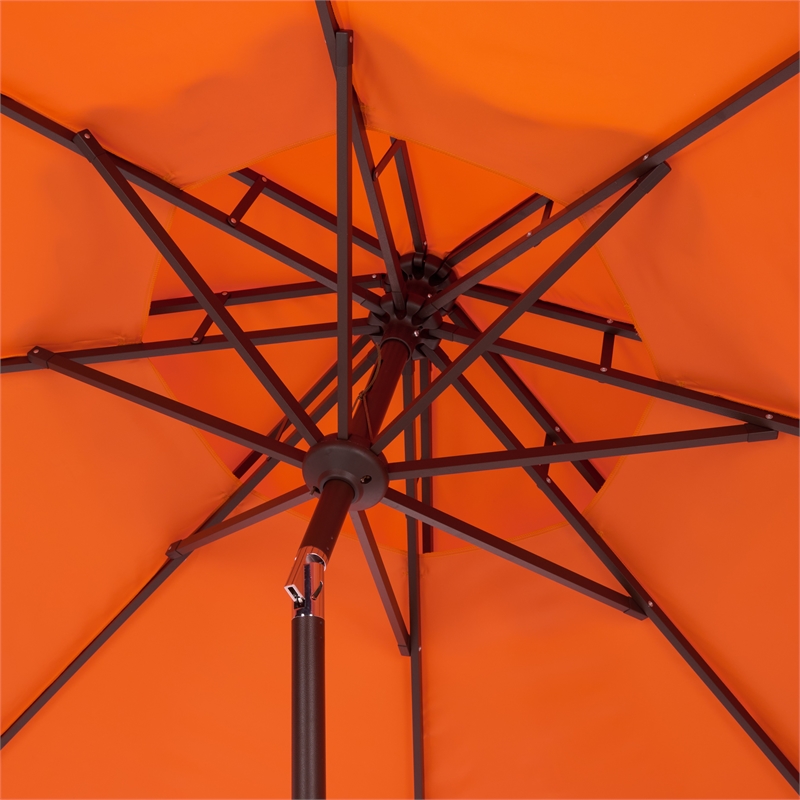 Safavieh Venice 9Ft Double Top Aluminum Crank Umbrella in Orange / White