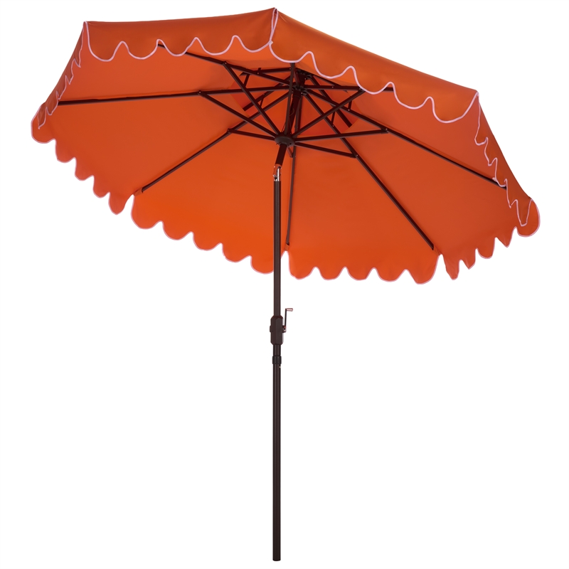 Safavieh Venice 9Ft Double Top Aluminum Crank Umbrella in Orange / White