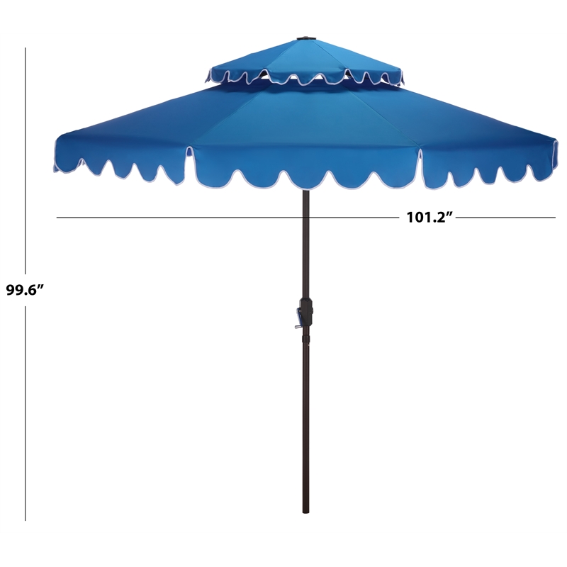 Safavieh Venice 9Ft Double Top Aluminum Crank Umbrella in Blue / White