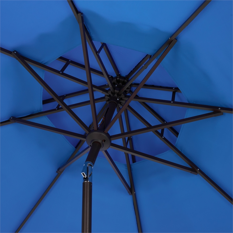 Safavieh Venice 9Ft Double Top Aluminum Crank Umbrella in Blue / White