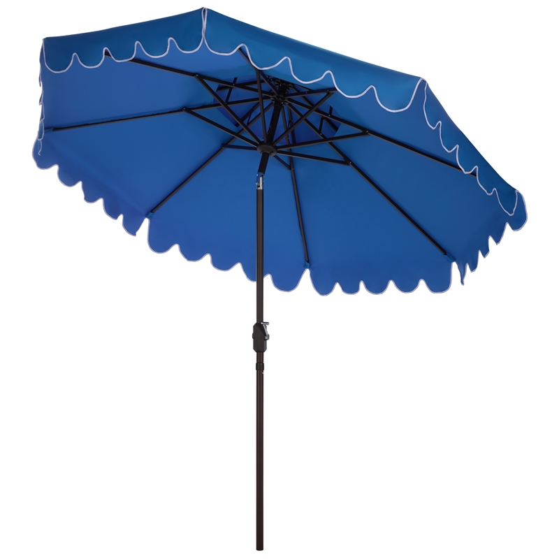 Safavieh Venice 9Ft Double Top Aluminum Crank Umbrella in Blue / White