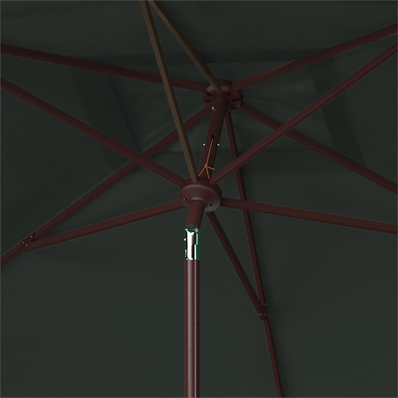 Safavieh Zimmerman 6.5x10 Ft Rect Metal and Fabric Market Umbrella in Green