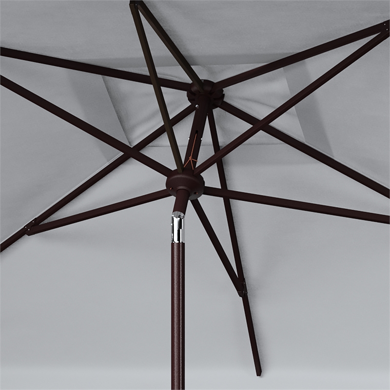Safavieh Zimmerman 6.5x10 Ft Rect Metal and Fabric Market Umbrella in Gray/White