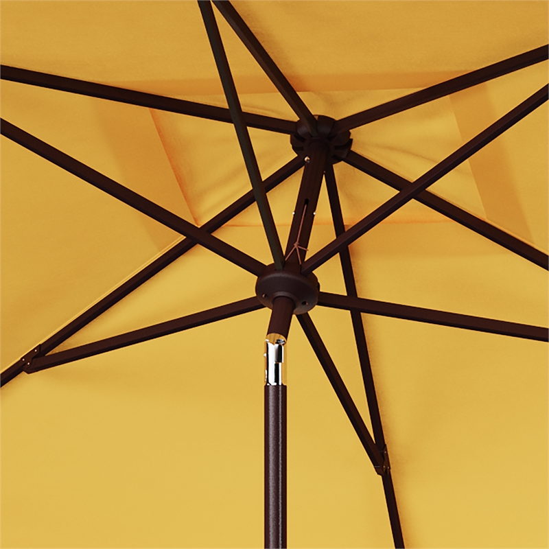 Safavieh Zimmerman 6.5x10 Ft Rect Metal and Fabric Market UmbrellainYellow/White