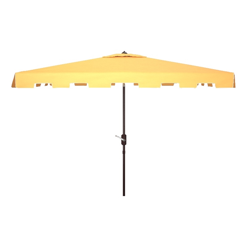 Safavieh Zimmerman 6.5x10 Ft Rect Metal and Fabric Market UmbrellainYellow/White