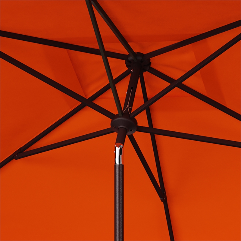 Safavieh Zimmerman 6.5x10 Ft Rect Metal and Fabric Market UmbrellainOrange/White