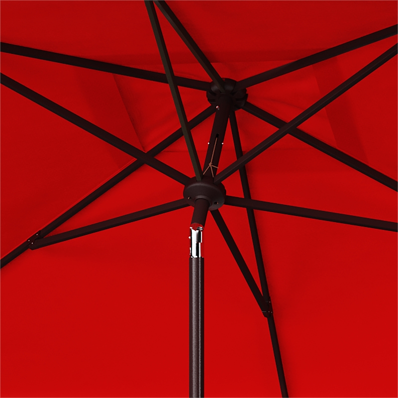Safavieh Zimmerman 6.5x10 Ft Rect  Metal and Fabric Market Umbrella in Red/White