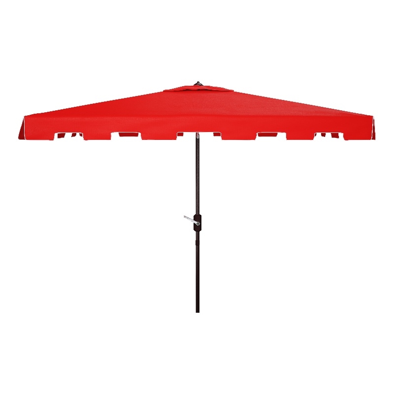 Safavieh Zimmerman 6.5x10 Ft Rect  Metal and Fabric Market Umbrella in Red/White