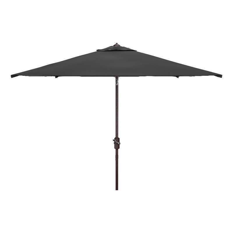 Safavieh Kamen 6.5Ft x 10Ft Metal Auto Tilt Rectangle Market Umbrella in Black
