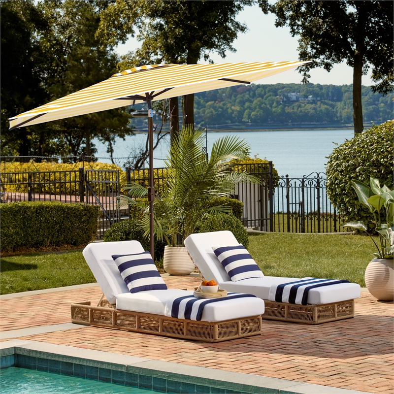 Safavieh Iris 6.5x10 Ft Rect Metal and Fabric Umbrella in Yellow
