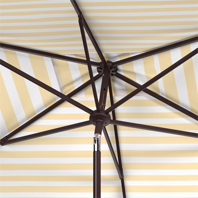 Safavieh Iris 6.5x10 Ft Rect Metal and Fabric Umbrella in Yellow