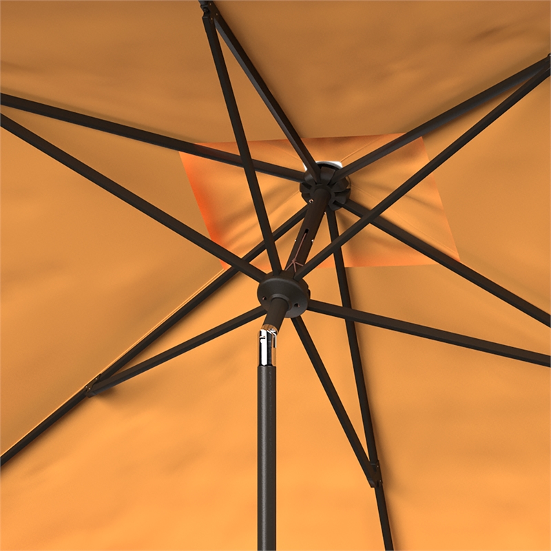 Safavieh Elegant Valance 6.5x10Ft Rect Metal and Fabric Umbrella in Yellow