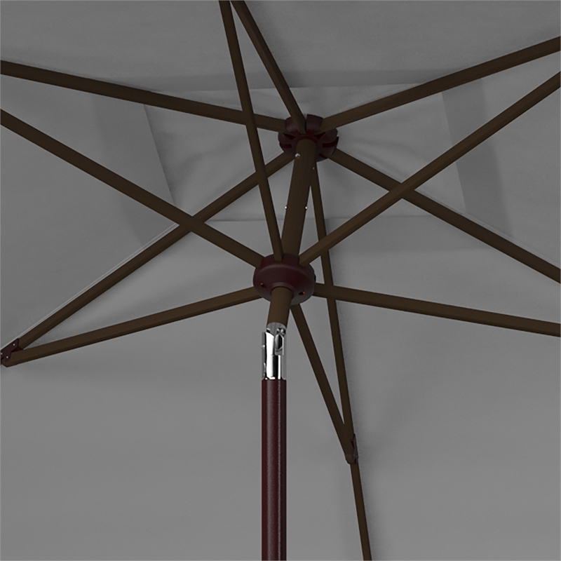 Safavieh Milan Fringe 6.5x10Ft Rect Metal and Fabric Crank Umbrella in Gray