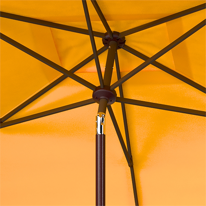 Safavieh Milan Fringe 6.5x10Ft Rect Metal and Fabric Crank Umbrella in Yellow