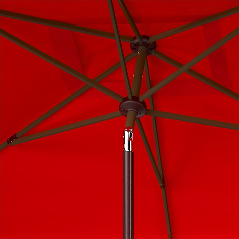 Safavieh Milan Fringe 6.5x10Ft Rect Metal and Fabric Crank Umbrella in Red