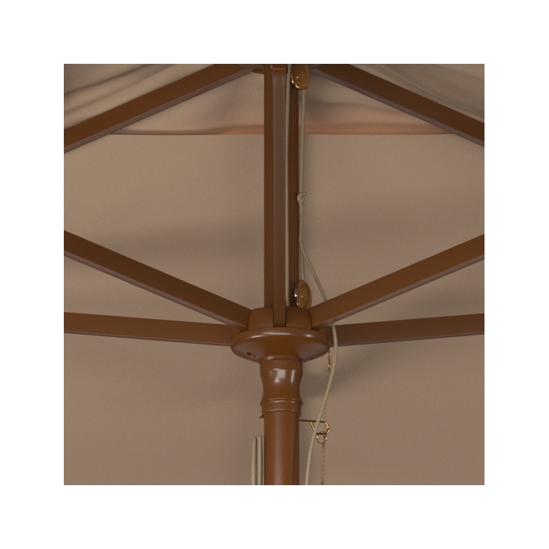 Safavieh Aklin 6.5Ft x 10Ft Wood Rectangle Umbrella in Beige