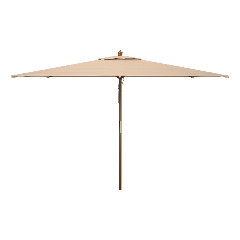 Safavieh Aklin 6.5Ft x 10Ft Wood Rectangle Umbrella in Beige