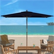 Safavieh Aklin 6.5Ft X 10Ft Wood Rectangle Umbrella in Navy