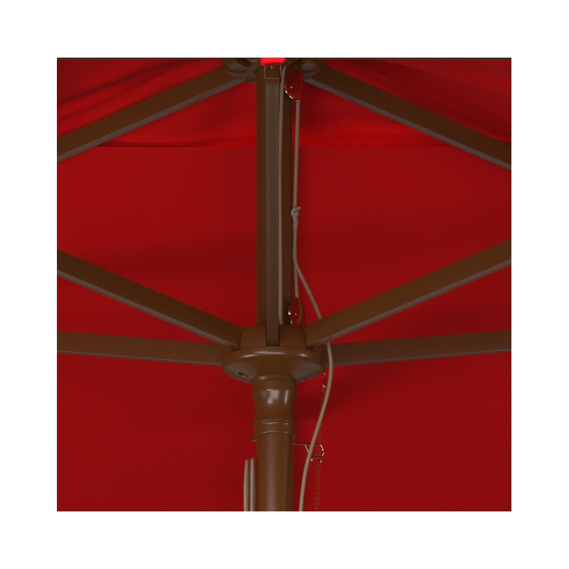 Safavieh Aklin 6.5Ft X 10Ft Wood Rectangle Umbrella in Red