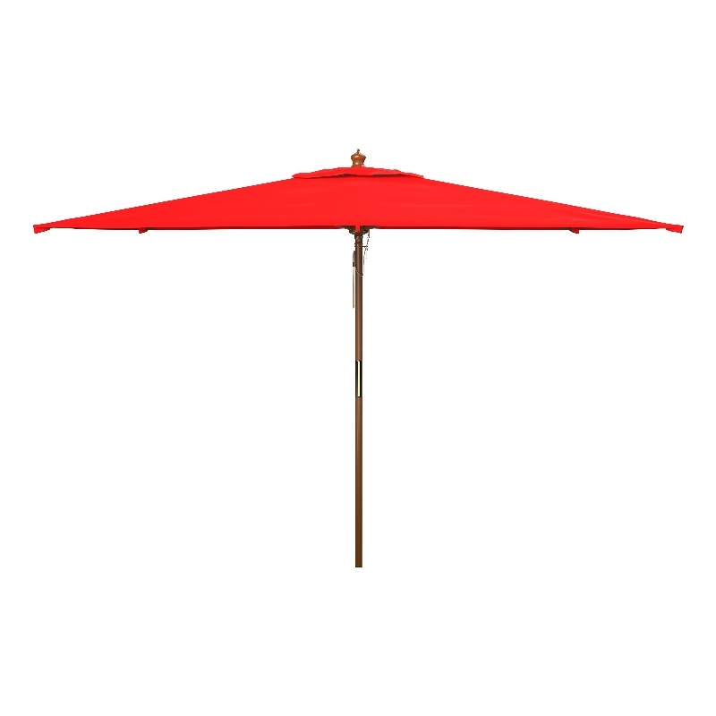 Safavieh Aklin 6.5Ft X 10Ft Wood Rectangle Umbrella in Red