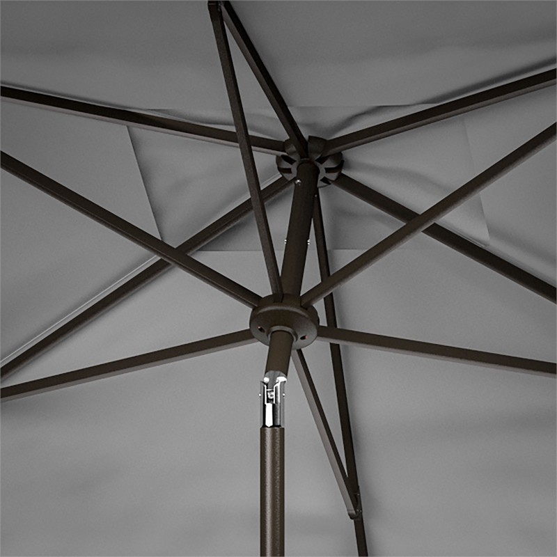 Safavieh Venice 6.5x10Ft Rect Metal and Fabric Crank Umbrella in Gray