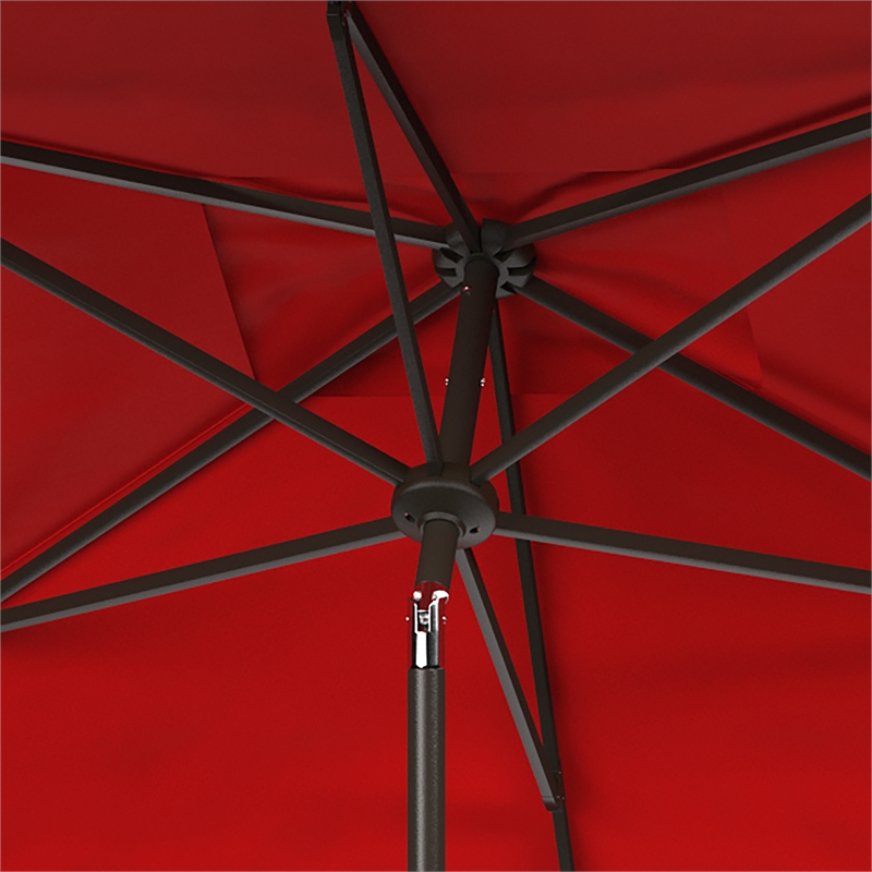Safavieh Venice 6.5x10Ft Rect Metal and Fabric Crank Umbrella in Red