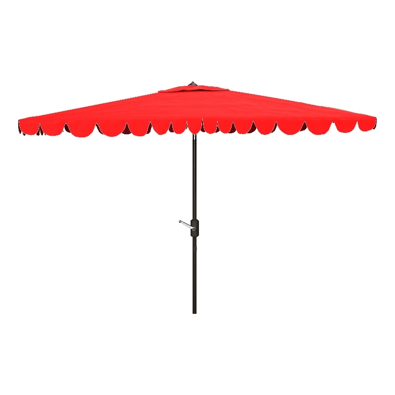 Safavieh Venice 6.5x10Ft Rect Metal and Fabric Crank Umbrella in Red