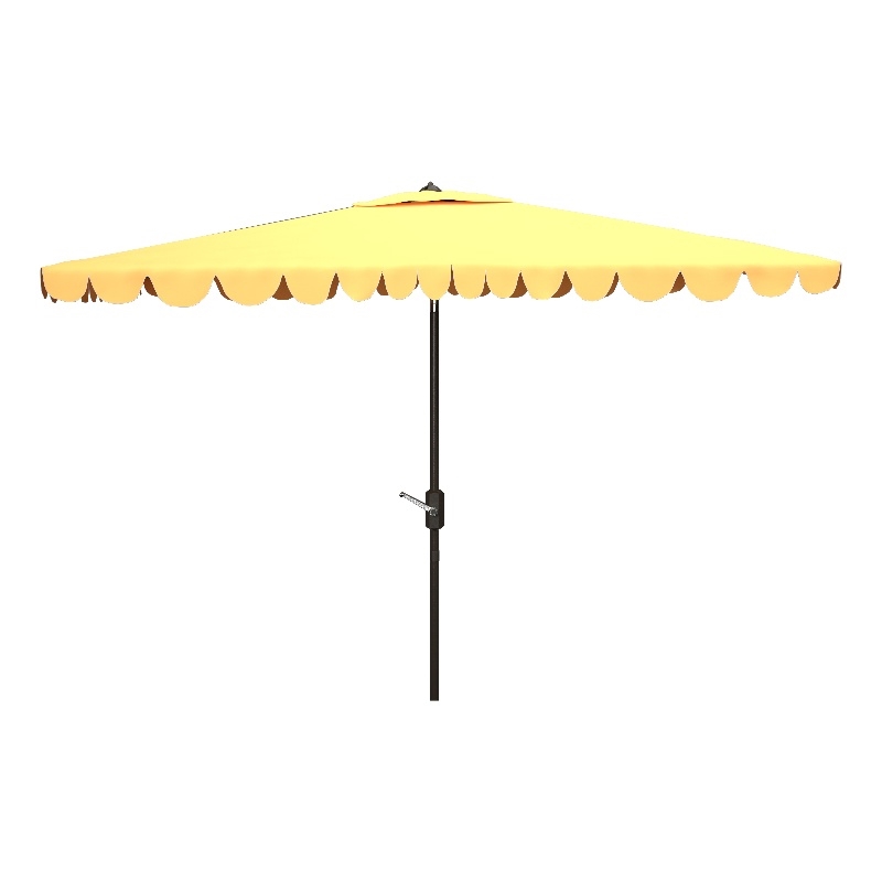 Safavieh Venice 6.5x10Ft Rect Metal and Fabric Crank Umbrella in Yellow