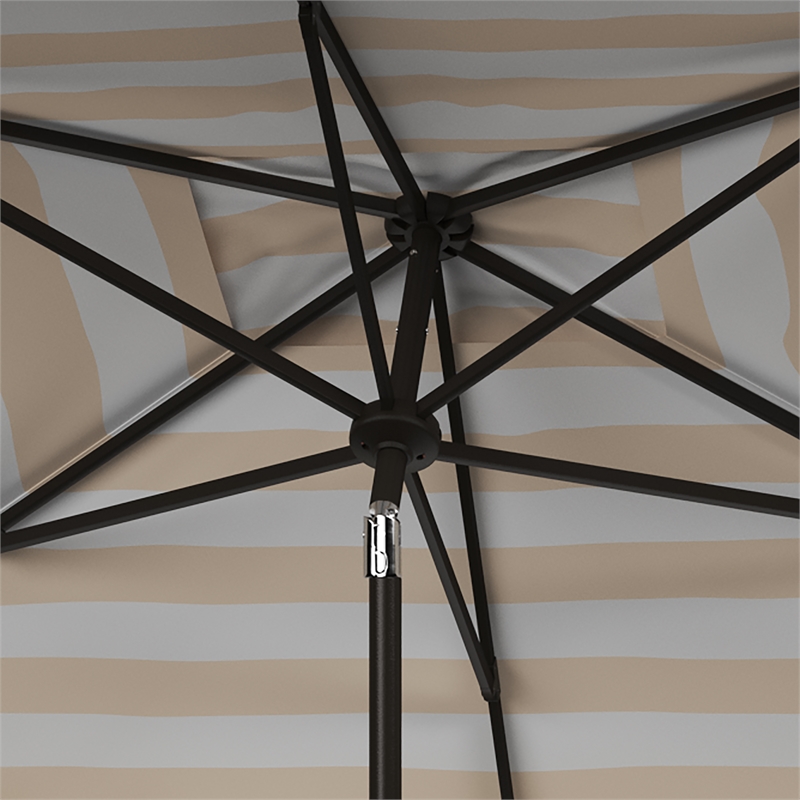 Safavieh Vienna 6.5Ft x 10Ft Rectangle Metal Crank Umbrella in Beige / White