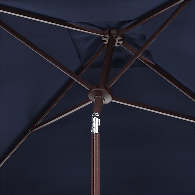 Safavieh Zimmerman 7.5 Ft Square Metal and Fabric Market Umbrella in Navy/ White