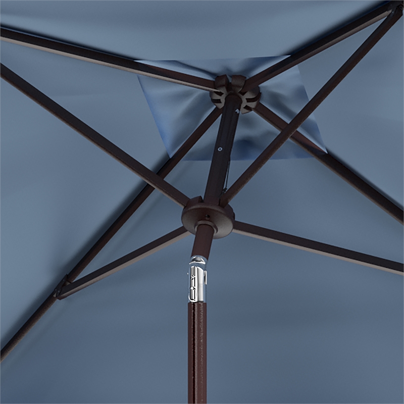 Safavieh Zimmerman 7.5 Ft Square Metal Market Umbrella in Baby Blue / White