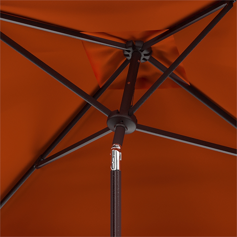 Safavieh Zimmerman 7.5 Ft Square Metal and Fabric Market Umbrella inOrange/White