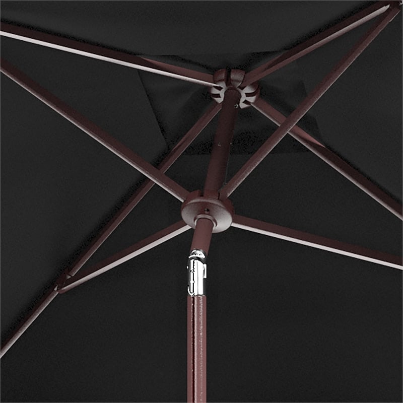 Safavieh Zimmerman 7.5 Ft Square Metal and Fabric Market Umbrella in Black/White