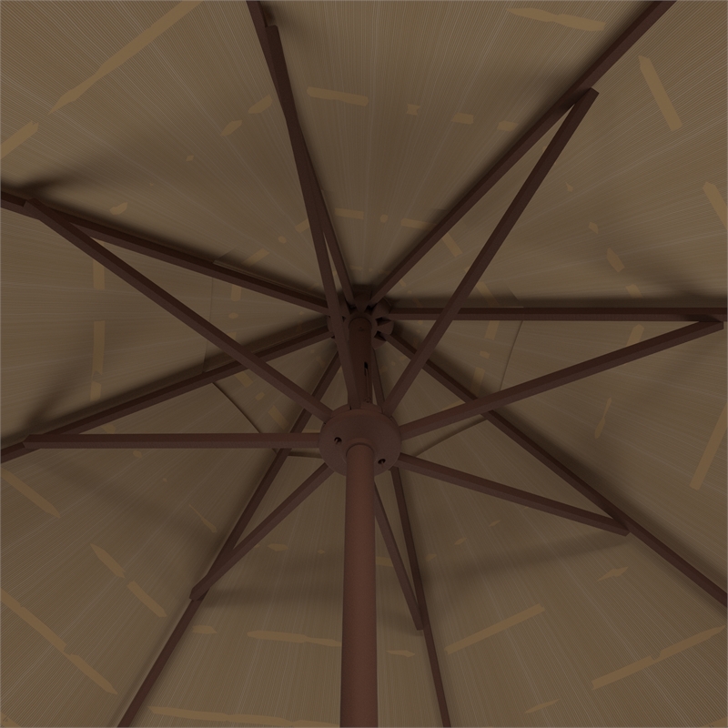 Safavieh Nemery 11 Ft Tiki Metal and Fabric Umbrella in Brown