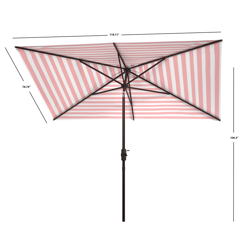 Safavieh Iris Fashion Line 6.5x10Ft Rect Metal and Fabric UmbrellainOrange/White