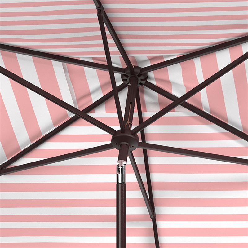 Safavieh Iris Fashion Line 6.5x10Ft Rect Metal and Fabric UmbrellainOrange/White