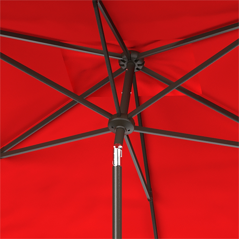 Safavieh Elegant Valance 6.5x10Ft Rect Metal and Fabric Umbrella in Red