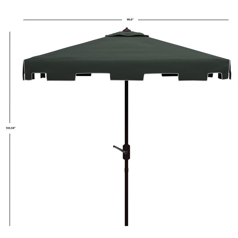 Safavieh Zimmerman 7.5 Ft Square Metal and Fabric Market Umbrella in Green