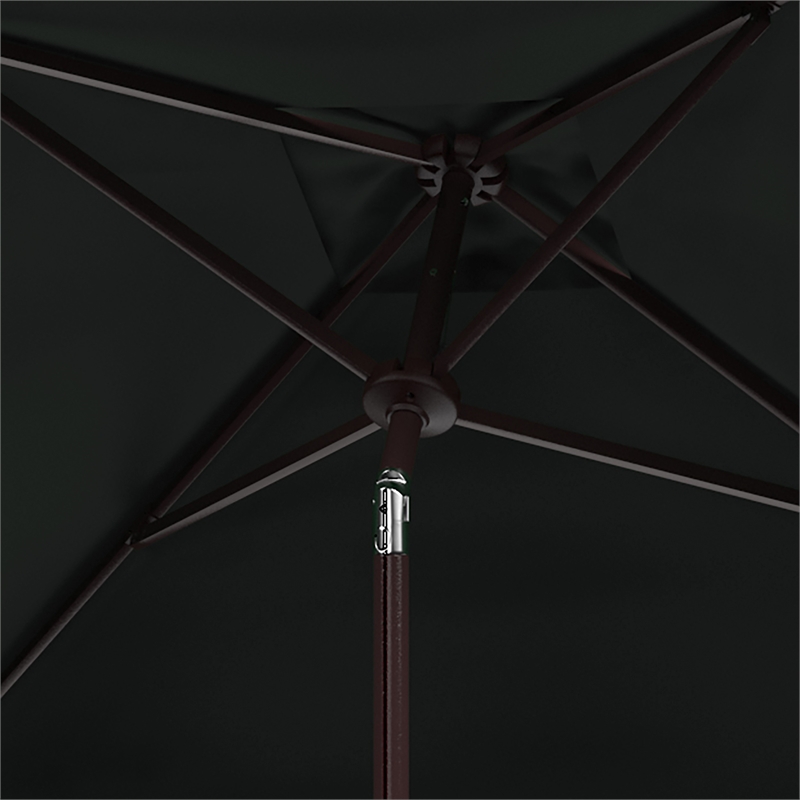 Safavieh Zimmerman 7.5 Ft Square Metal and Fabric Market Umbrella in Green