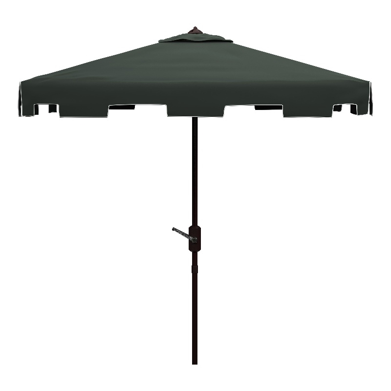 Safavieh Zimmerman 7.5 Ft Square Metal and Fabric Market Umbrella in Green