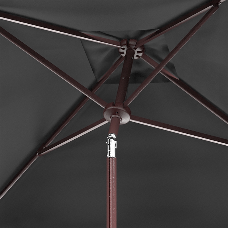 Safavieh Zimmerman 7.5 Ft Square Metal and Fabric Market Umbrella in Gray /White