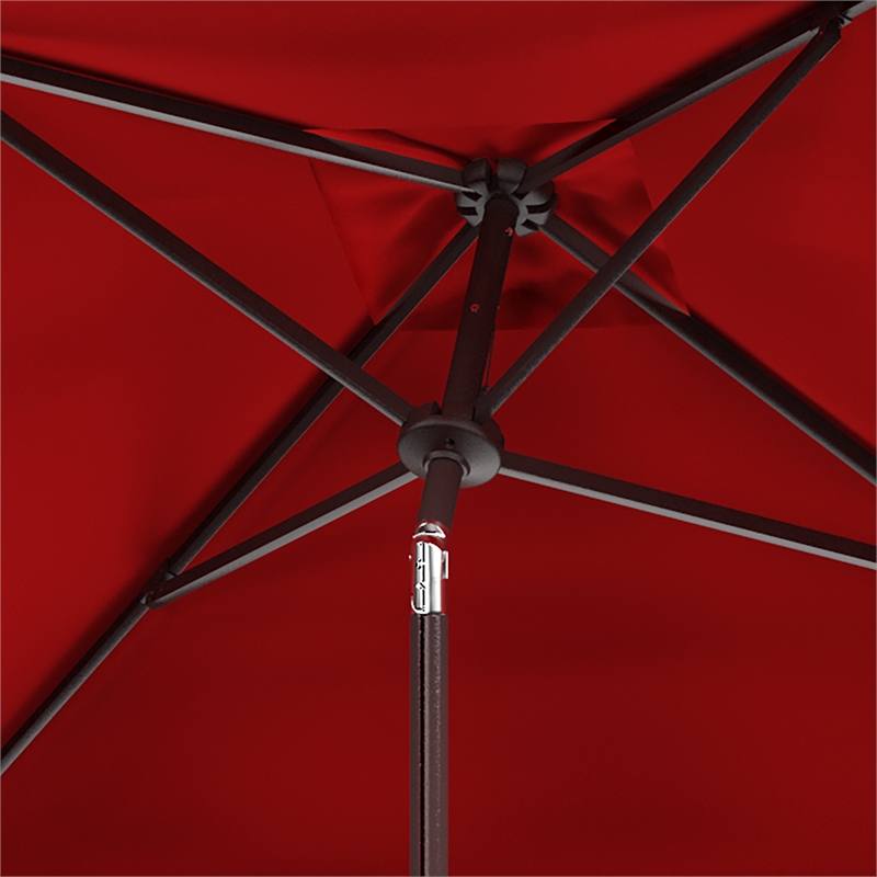 Safavieh Zimmerman 7.5 Ft Square Metal and Fabric Market Umbrella in Red / White