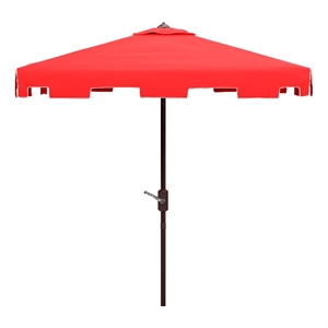 Safavieh Zimmerman 7.5 Ft Square Metal and Fabric Market Umbrella in Red / White