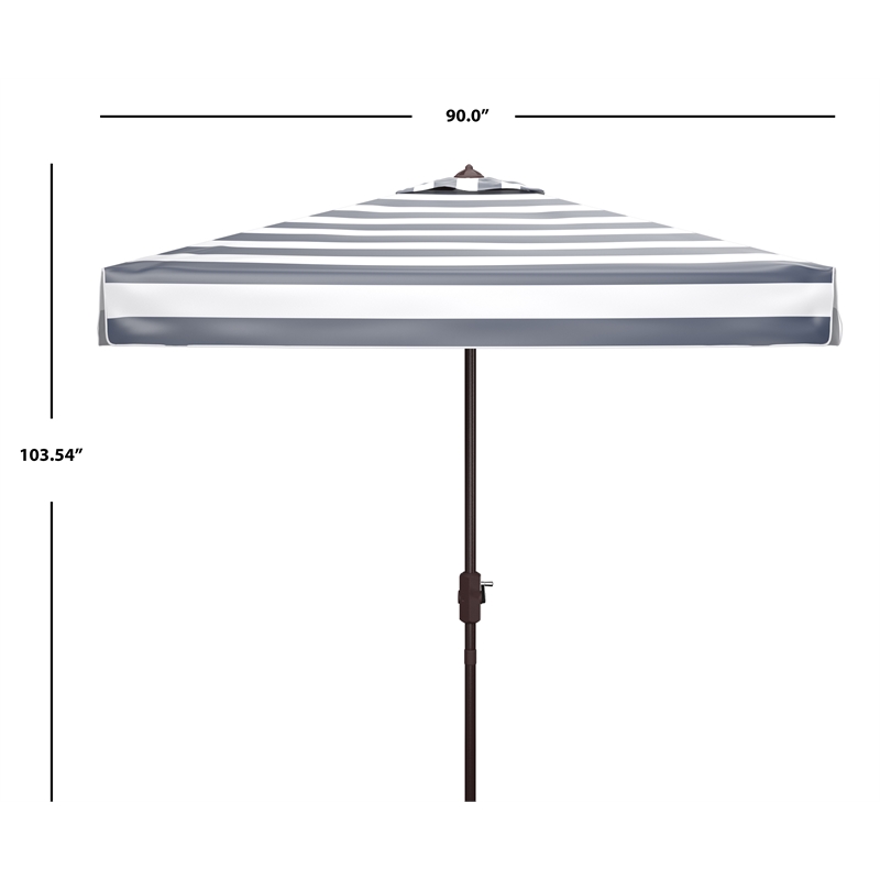 Safavieh Elsa Fashion Line 7.5 Ft Square Metal and Fabric Umbrella in Navy/White