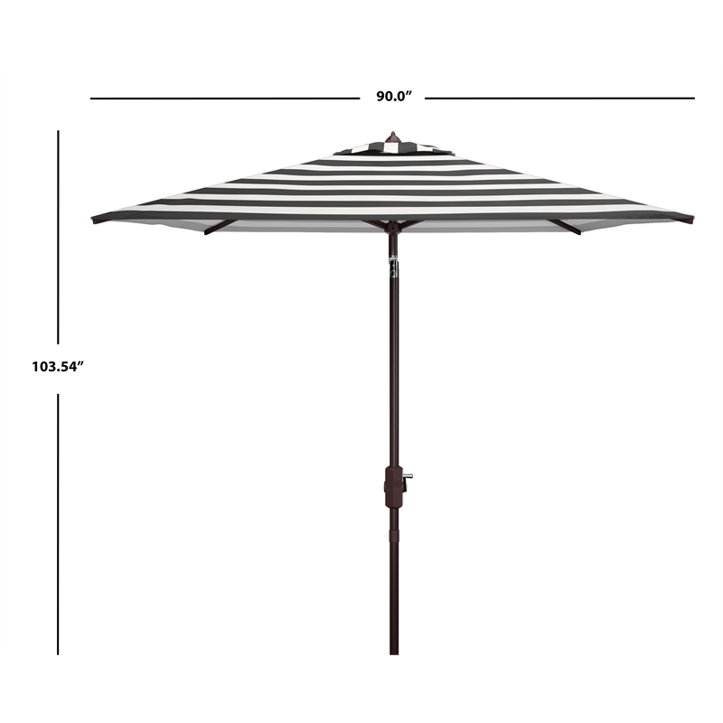 Safavieh Iris Fashion Line 7.5 Ft Square Metal and Fabric Umbrella inBlack/White