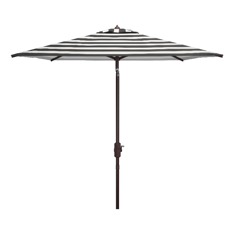 Safavieh Iris Fashion Line 7.5 Ft Square Metal and Fabric Umbrella inBlack/White