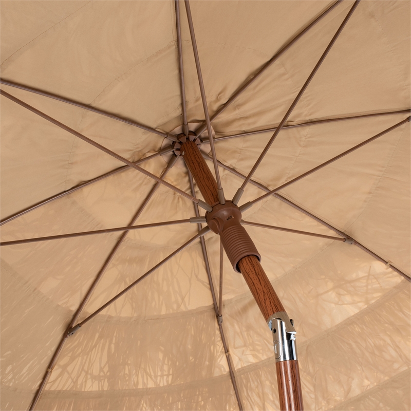Safavieh Hilo 6.5 Ft Tiki Metal and Fabric Beach Umbrella in Brown