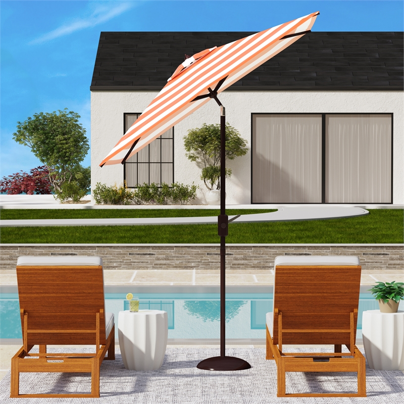 Safavieh Iris Fashion Line 7.5 Ft  Square Metal Umbrella in Orange / White